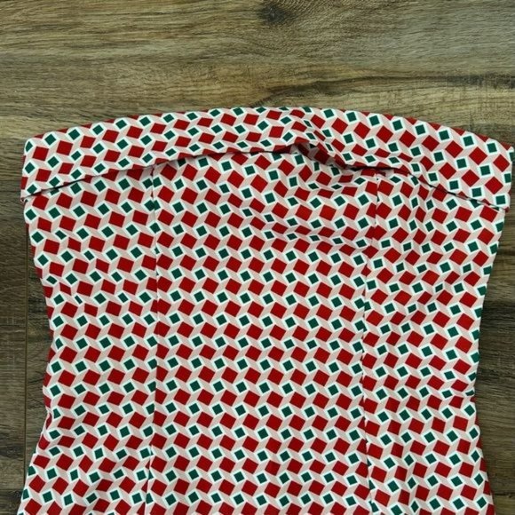 BOUTIQUE Alaia Retro Strapless Geometric Print Mini Dress Size XS NWT - Picture 4 of 13